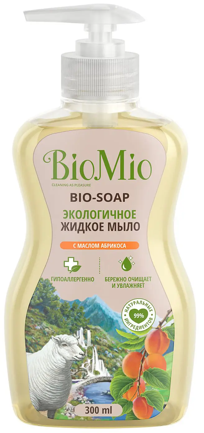 Экологичное жидкое мыло BioMio с маслом абрикоса BIO-soap