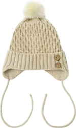 Фотография товара Шапочка детская Amarobaby Pure Love Wool вязаная, утепленная, бежевая, 40-42