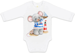 Боди с длинным рукавом Luxury Baby Мышонок с корабликом 56 белый