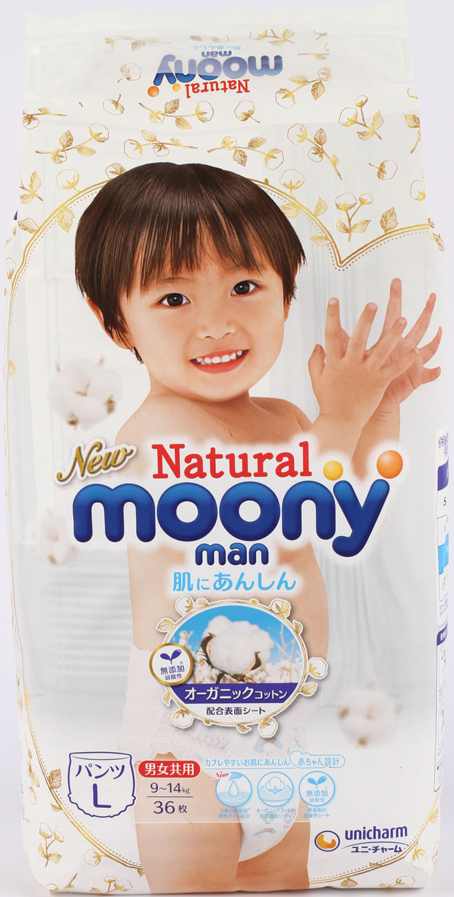 Трусики Moony Natural 36 штук L 9-14 кг купить в Москве в интернет-магазине  LEMI KIDS