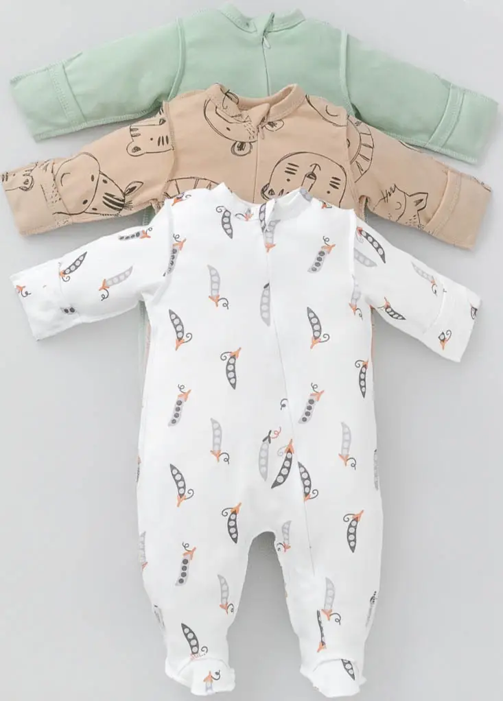Комбинезон слип на молнии KiDi Kids, Крошки Горошки, 3 шт, р. 18, рост 56-62 см