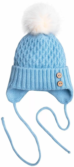 Фотография товара Шапочка детская AmaroBaby Pure Love Wool вязаная, утепленная, голубой, 40-42
