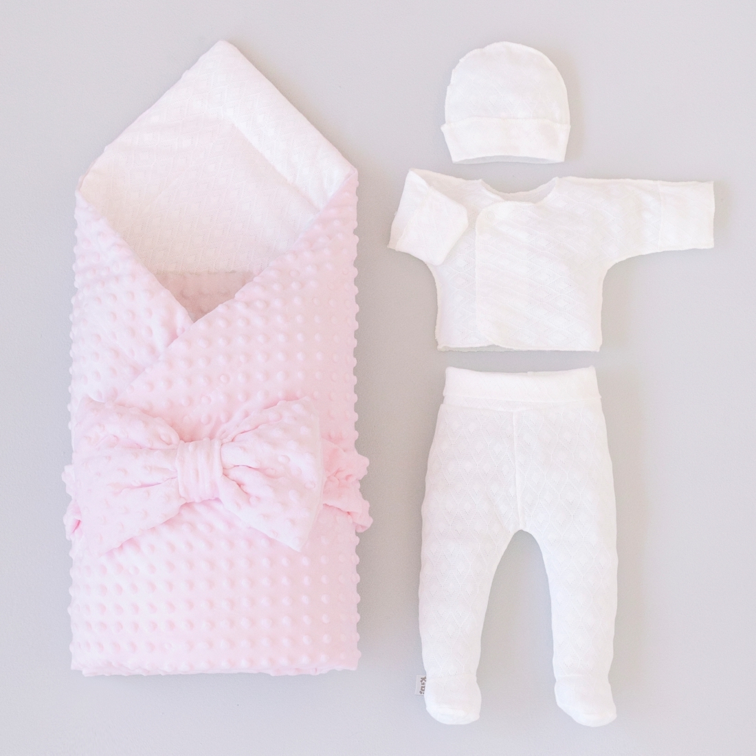 Комплект на выписку 5 предметов KiDi Первый гардероб лето, розовый 56-62 см