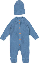 Фотография товара Комбинезон вязанный детский с шапочкой Amarobaby Pure Love Tot, размер 62, демисезонный, голубой