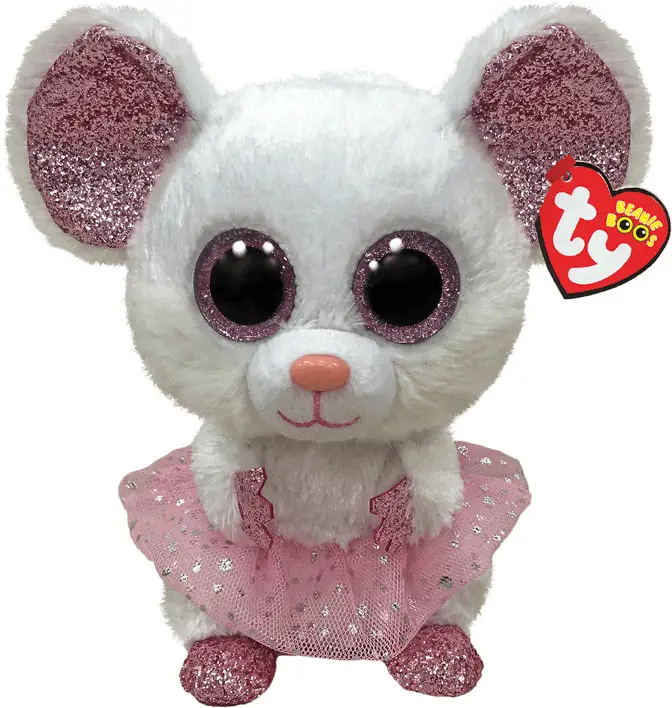 Игрушка мягконабивная TY Beanie Boo's Белая мышка балерина Nina 15 см