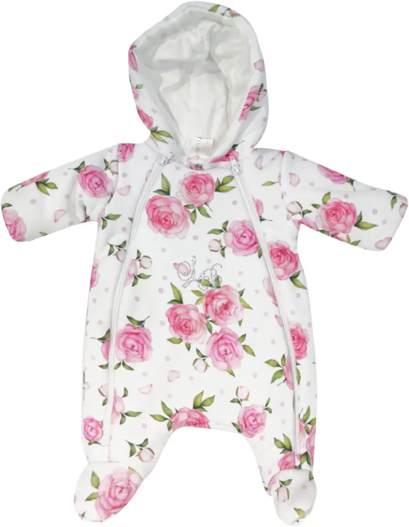 Комбинезон утеплённый Luxury Baby Пионы молочный, айвори 80