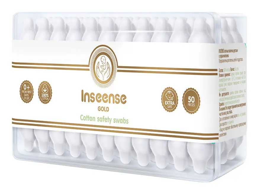 Палочки ватные для детской гигиены с ограничителями Inseense Ins50pa 