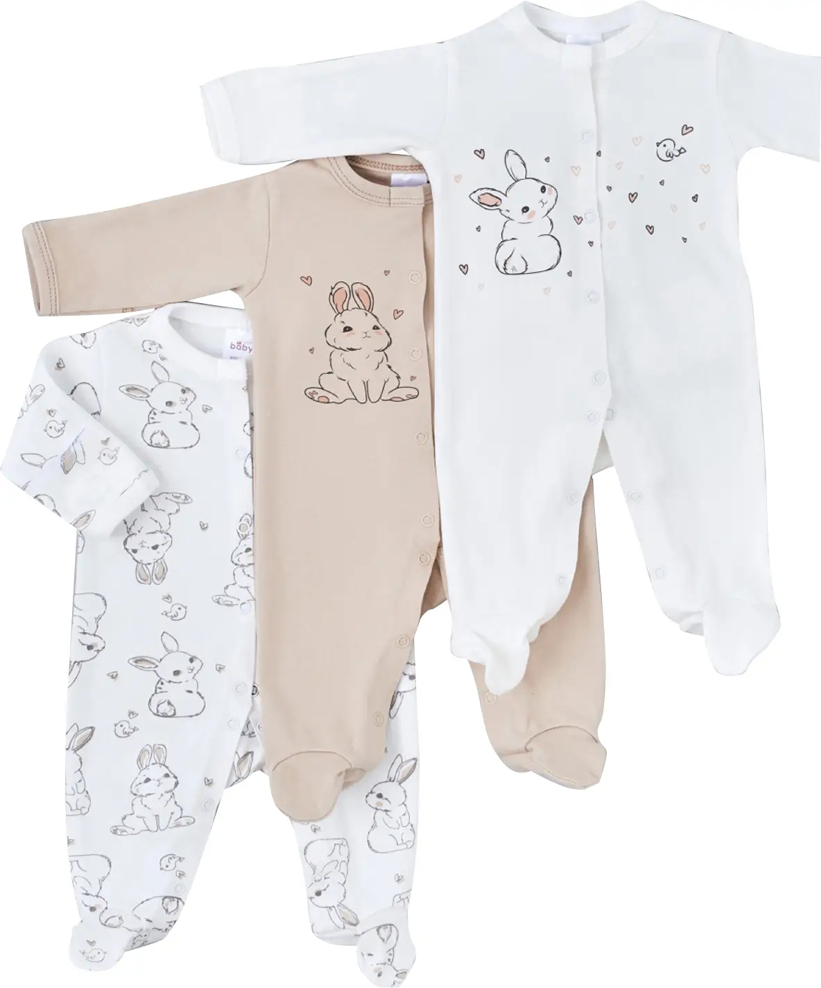 Набор комбинезонов Luxury Baby Зайчата, р. 68, 3 штуки