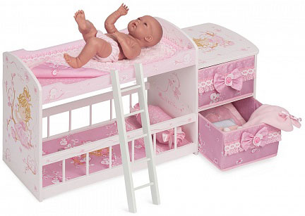 Кроватка для куклы DeCuevas Toys двухъярусная серия Мария 80 см