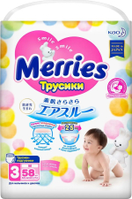 Фотография товара Трусики Merries 58 штук М 6-11 кг