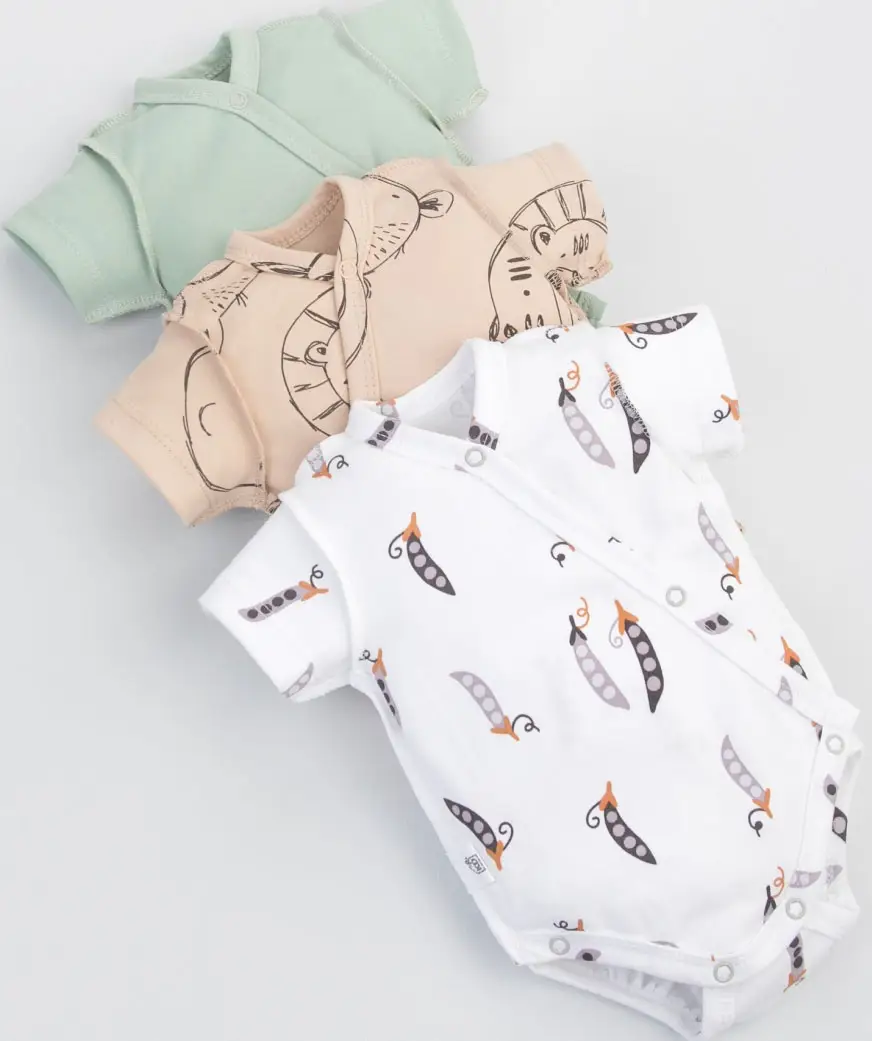 Боди с коротким рукавом KiDi kids "Крошки Горошки", 3шт/уп, р.16