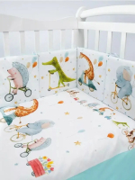 Фотография товара Комплект в кроватку 17 предметов AmaroBaby Happy Circus, голубой