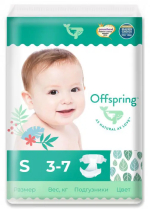 Фотография товара Подгузники Offspring Листочки S 3-6 кг 48 штук