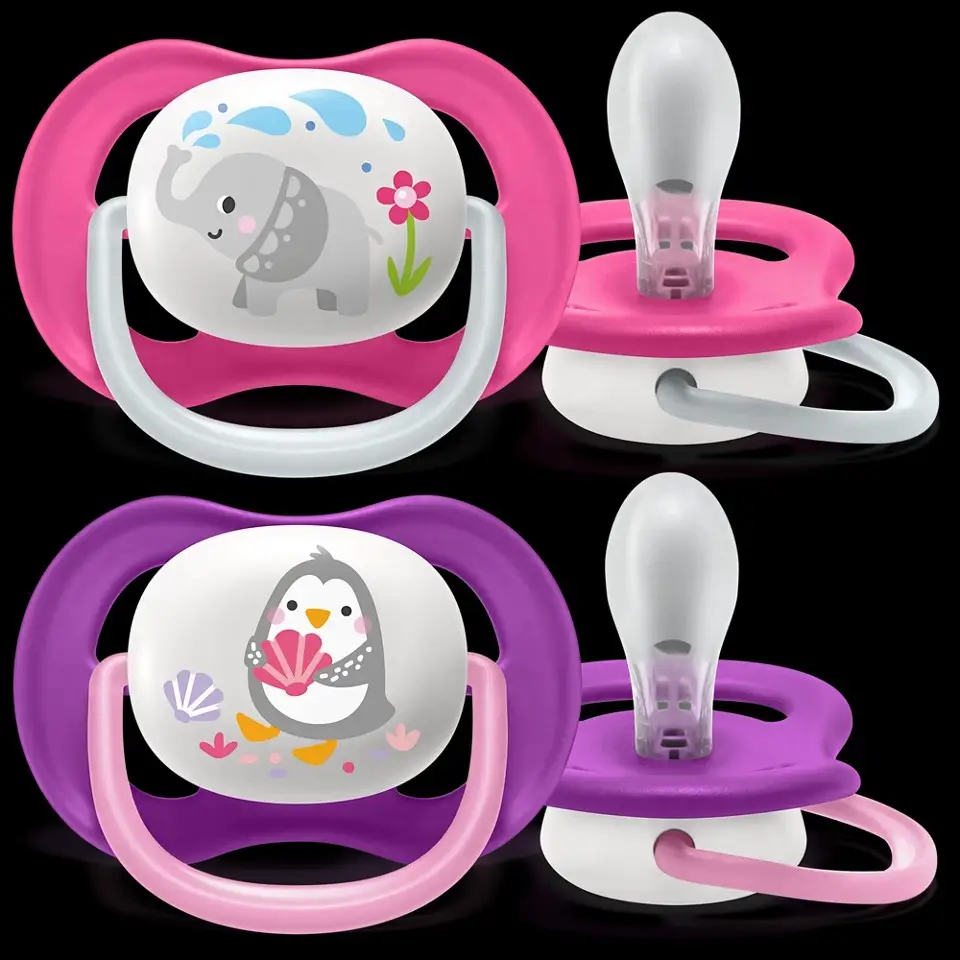 Пустышка Philips Avent Ultra Air Lime Пингвин/Слон 2шт 6м+