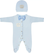 Фотография товара Комплект на выписку 2 предмета Luxury Baby Корона голубая с голубым бантиком 62