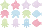 Фотография товара Антискользящие мини-коврики ROXY KIDS для ванны серия Sea Animals, Soft Colors 12 штук