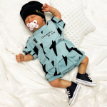 Фотография товара Комплект детский Baby boom Молнии футболка+трусы пыльный голубой 68