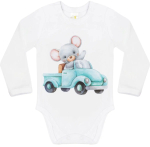 Боди Luxury Baby Мышонок на машинке 74 белый