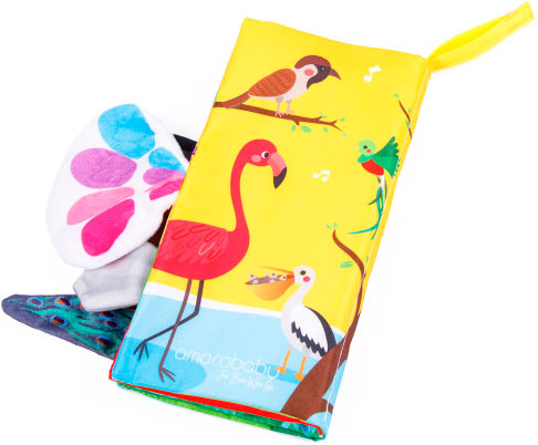 Книжка-игрушка шуршалка с хвостиками AmaroBaby Touch book Птицы, AMARO-201TBP/28