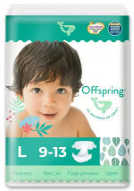Фотография товара Подгузники Offspring Листочки L 9-13 кг 36 штук