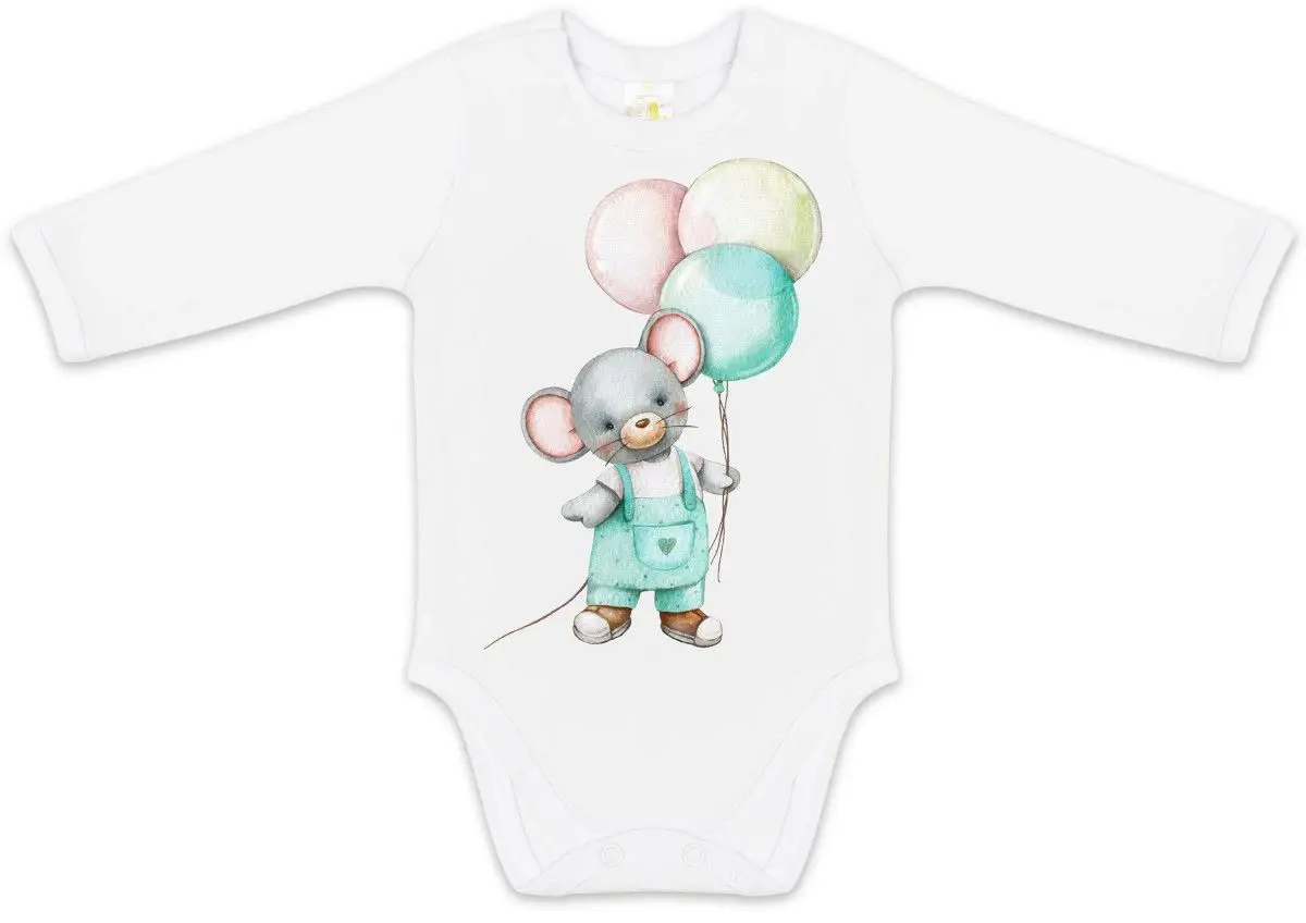 Боди с длинным рукавом Luxury Baby Мышонок с шариками 80 белый