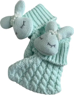 Фотография товара Пинетки вязаные Little Star айка с цветочком мятный 10 см