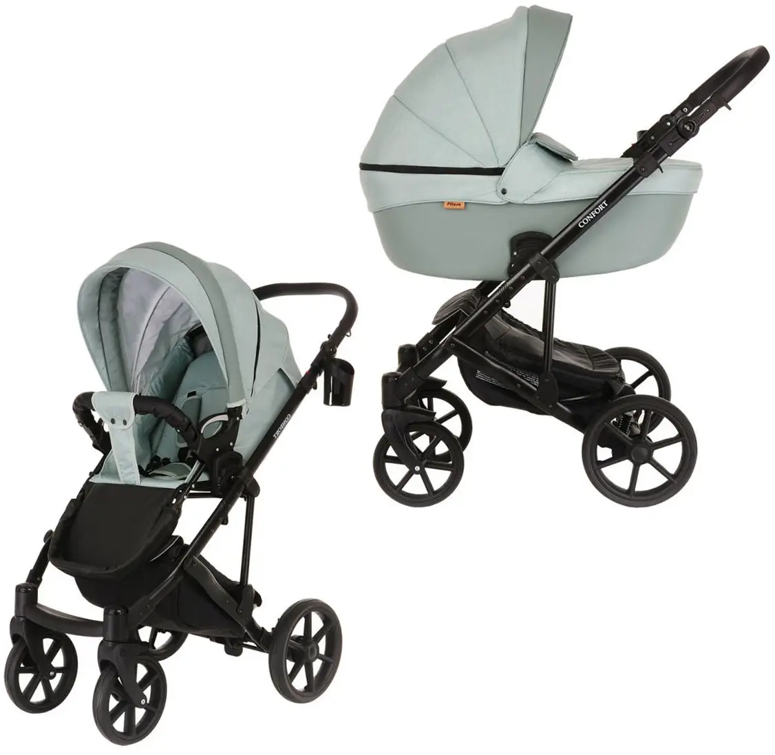 Коляска Pituso Confort (2 в 1) короб+прогулка Misty Mint
