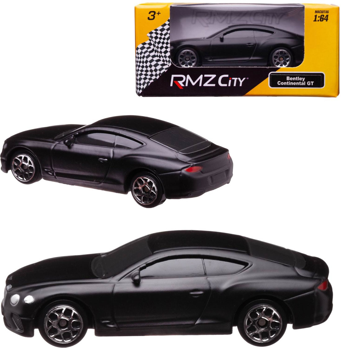 Машина металлическая The Bentley Continental GT 2018 RMZ City, без  механизмов, масштаб 1:64, чёрная купить в Москве в интернет-магазине LEMI  KIDS