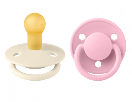 Набор пустышек латексных BIBS De Lux, 2 шт. - Ivory/Baby Pink, 0+ мес.