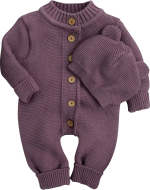 Фотография товара Комбинезон детский AmaroBaby Pure Love с шапочкой, вязаный, фиолетовый 56