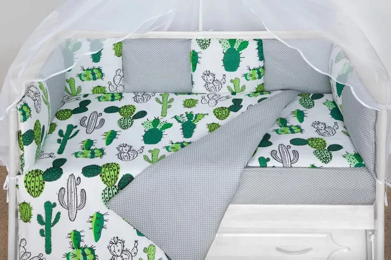 Комплект в кроватку 3 предмета AmaroBaby Baby Boom Кактусы, белый