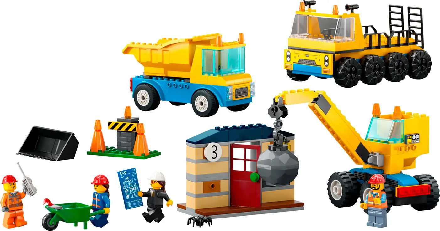 Конструктор Lego City Great Vehicles Construction Trucks and Wrecking Ball Crane