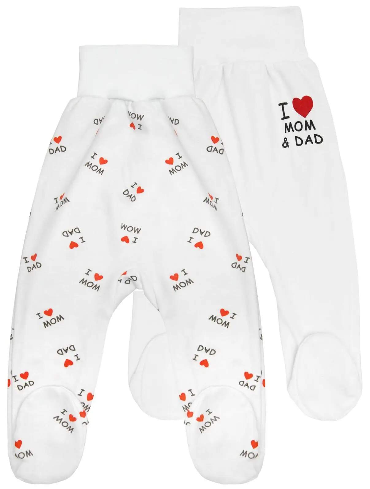 Комплект ползунков детских AmaroBaby Love, широкая резинка, белый, 2 штуки 56