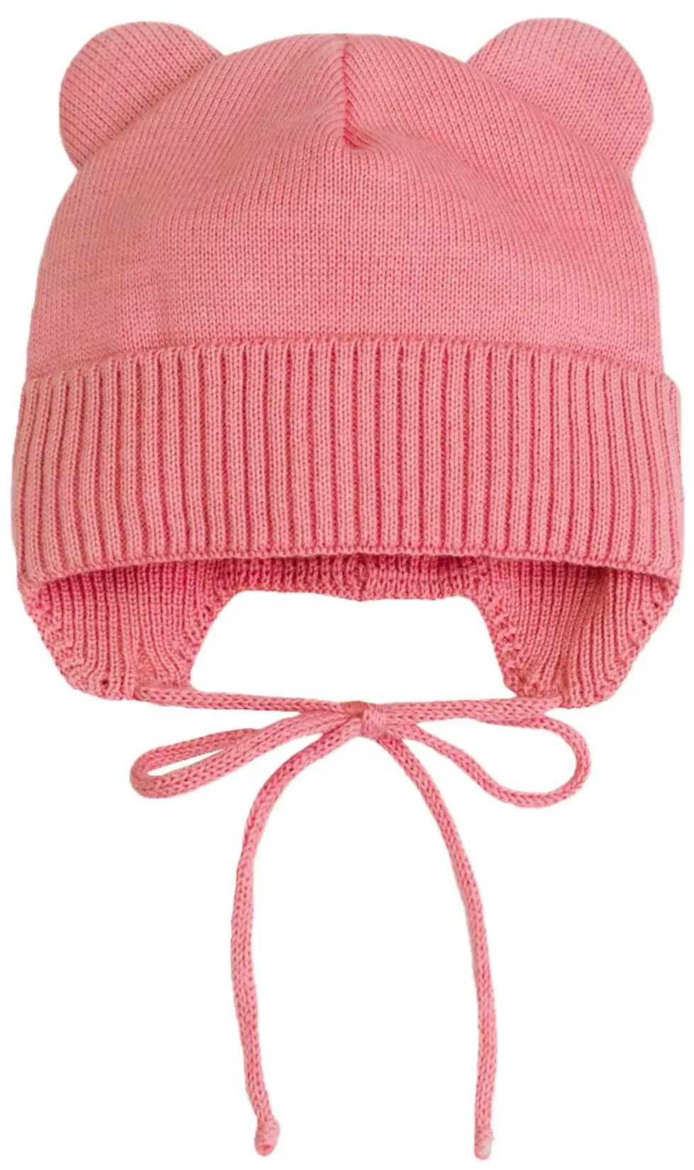 Шапка детская вязаная AmaroBaby Pure Love Bear демисезонная, с подкладом, розовый 38-40