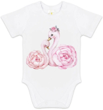 Боди с коротким рукавом Luxury Baby Лебеди 68 белый