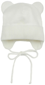 Фотография товара Шапка детская вязаная AmaroBaby Pure Love Bear, молочный, демисезонная, с подкладом, размер 38-40