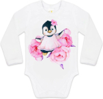 Боди с длинным рукавом Luxury Baby Пингвиночка в пионах белый 56 