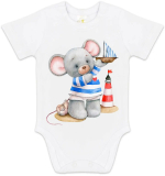 Фотография товара Боди с коротким рукавом Luxury Baby Мышонок с корабликом 62 белый