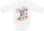 Боди с длинным рукавом Luxury Baby Мышонок с корабликом 68 белый