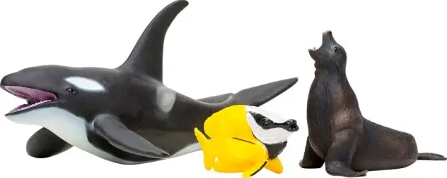 Фигурки игрушки серии Мир морских животных Касатка, рыбка-лиса, морской лев