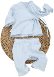 Комплект для новорожденного рубашечка+штанишки KiDi Kids, муслин, голубой, лето р. 20 рост 62-68 см