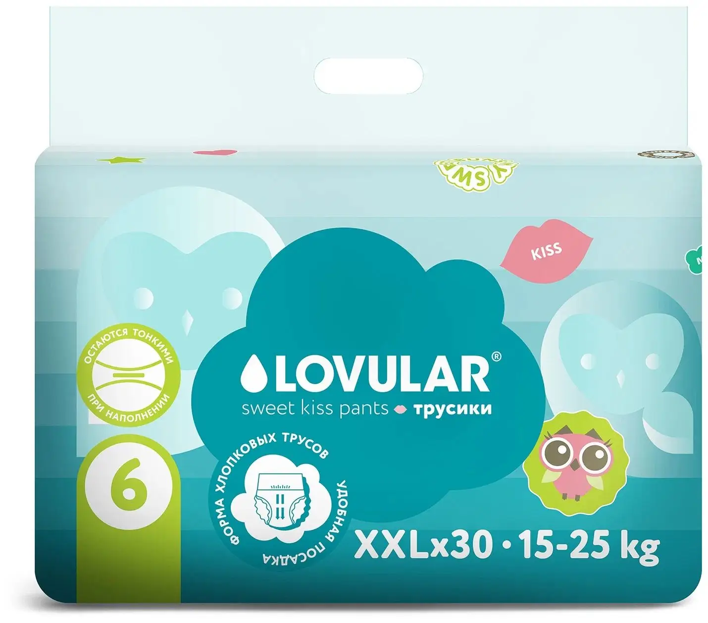 Подгузники Lovular Sweet kiss XXL 15-25 кг, 30 штук