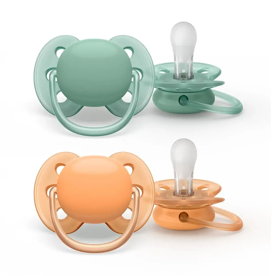 Philips Avent Ultra Soft Пустышка силикон Зеленая/оранж 2шт 0 мес.