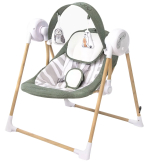 Электронные качели детские AmaroBaby Wooden Swing хаки