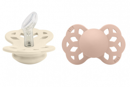 Набор пустышек силиконовых BIBS Infinity Anatomical, 2 шт. - Ivory/Blossom, 0+ мес.