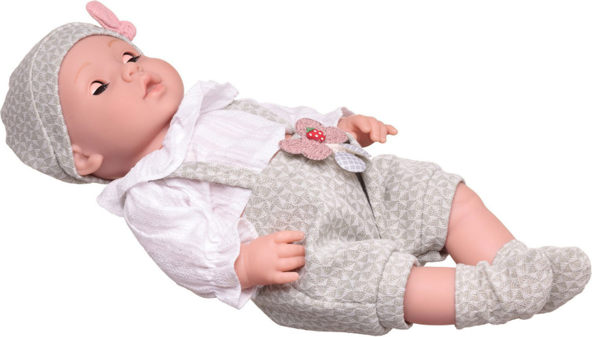 Пупс-кукла Junfa в бело-серой одежде в наборе с игровыми предметами, 40 см