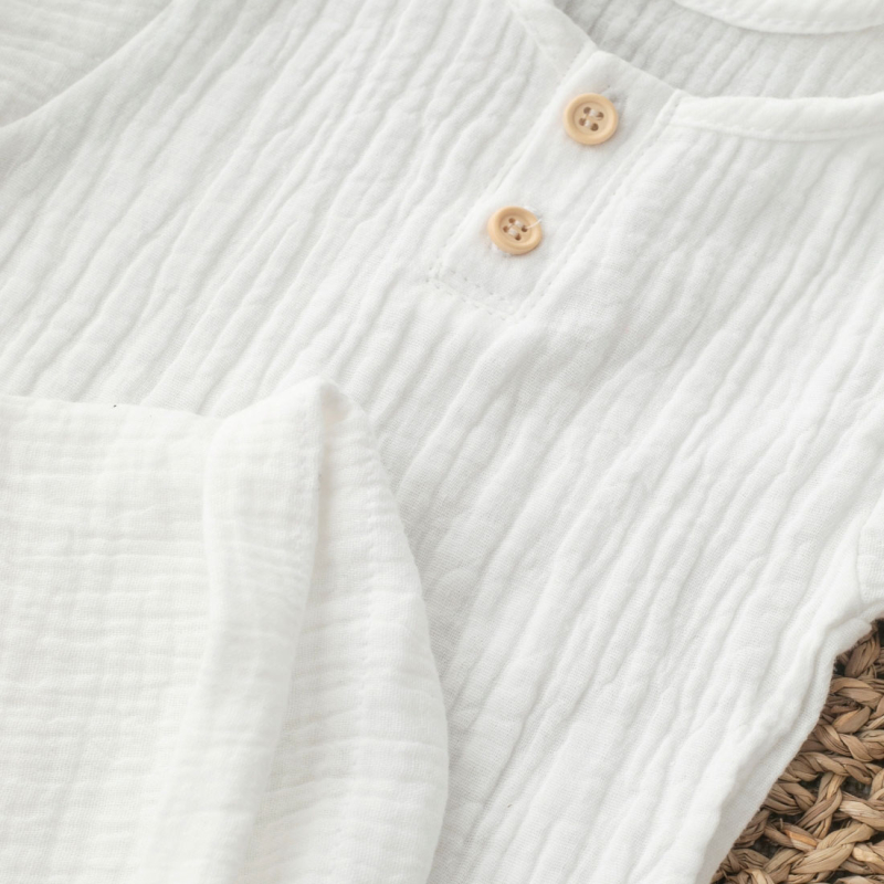 Летний комплект рубашка и шорты Муслин, молоко, размер 22, рост 68-74 см