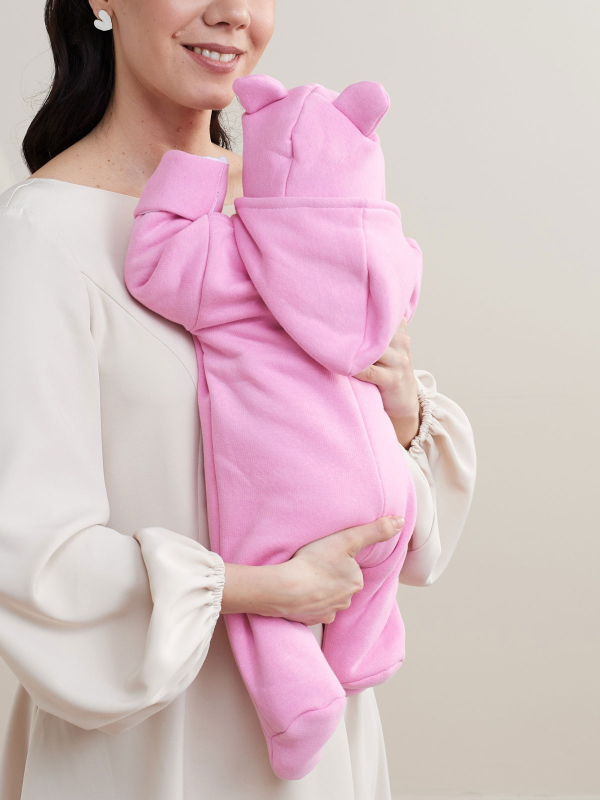 Комплект на выписку Luxury Baby футер с трикотажем 6 предметов, бежевый, р. 56-62, розовый