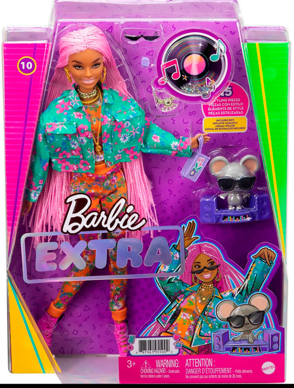 Кукла Barbie Extra c розовыми афрокосичками, GXF09