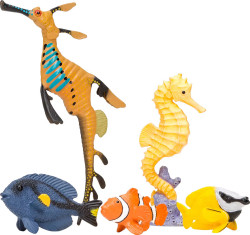 Фигурки игрушки серии Мир морских животных Рыбка-клоун, рыба-лиса, рыбка-хирург, морской конек